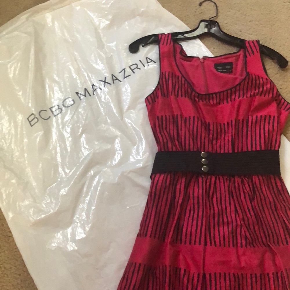 Hot Pink and Black Stripped Dress